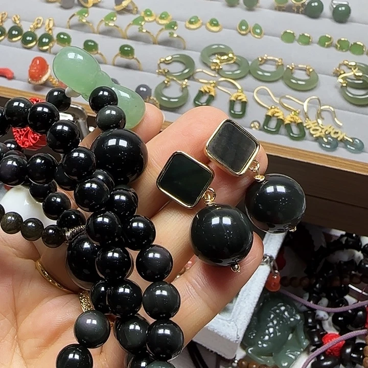 0***.黑曜岩未镶嵌颈饰腰链