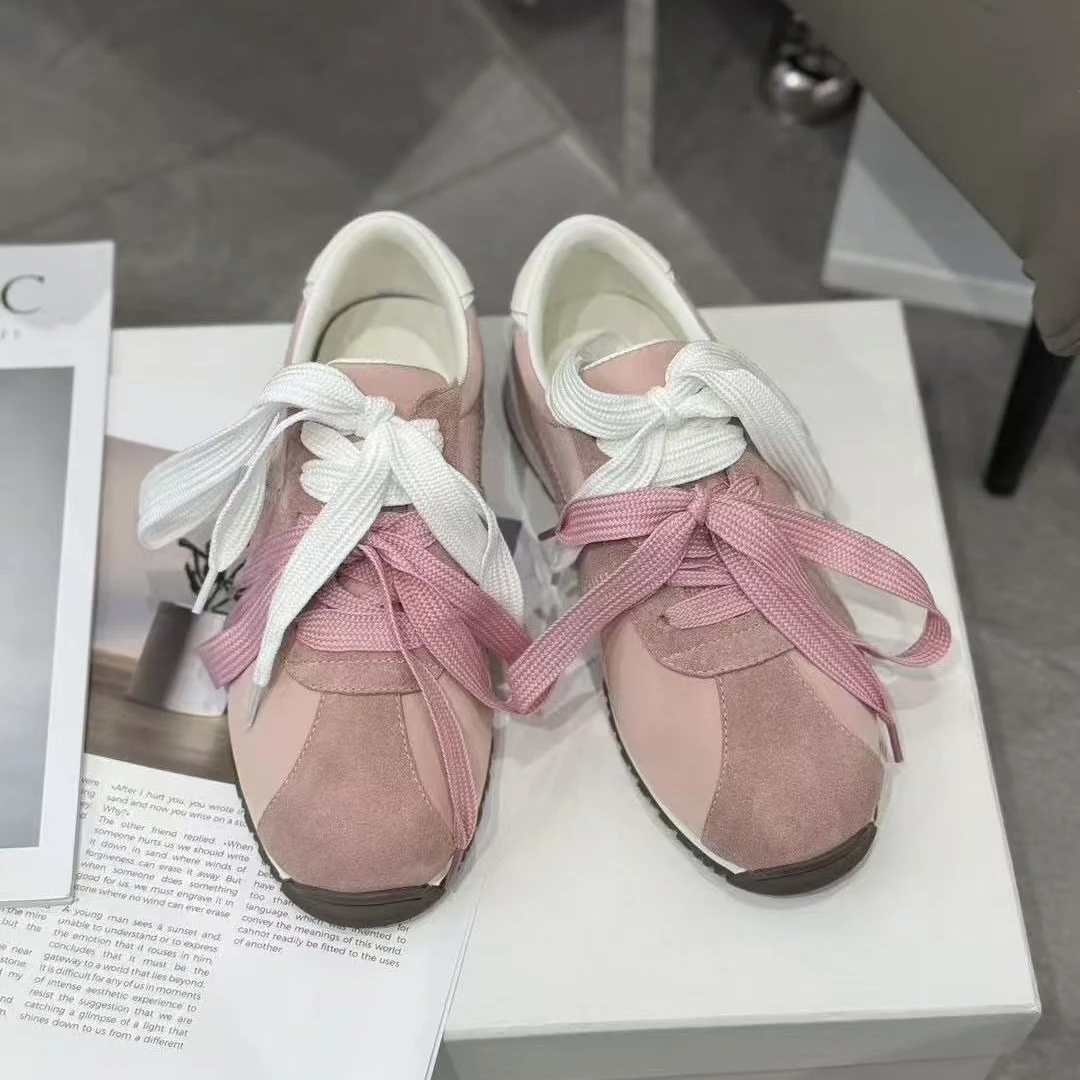芭蕾风甜美内配裙子阿甘鞋女2025春季新款复古拼色简约学院休闲鞋