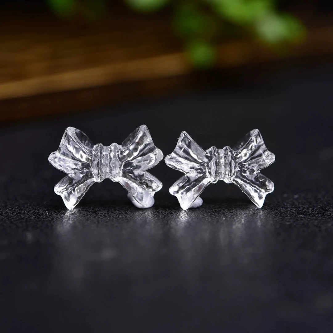 天然白水晶蝴蝶结配件典雅精致串饰手工diy手链编绳散珠水晶配饰