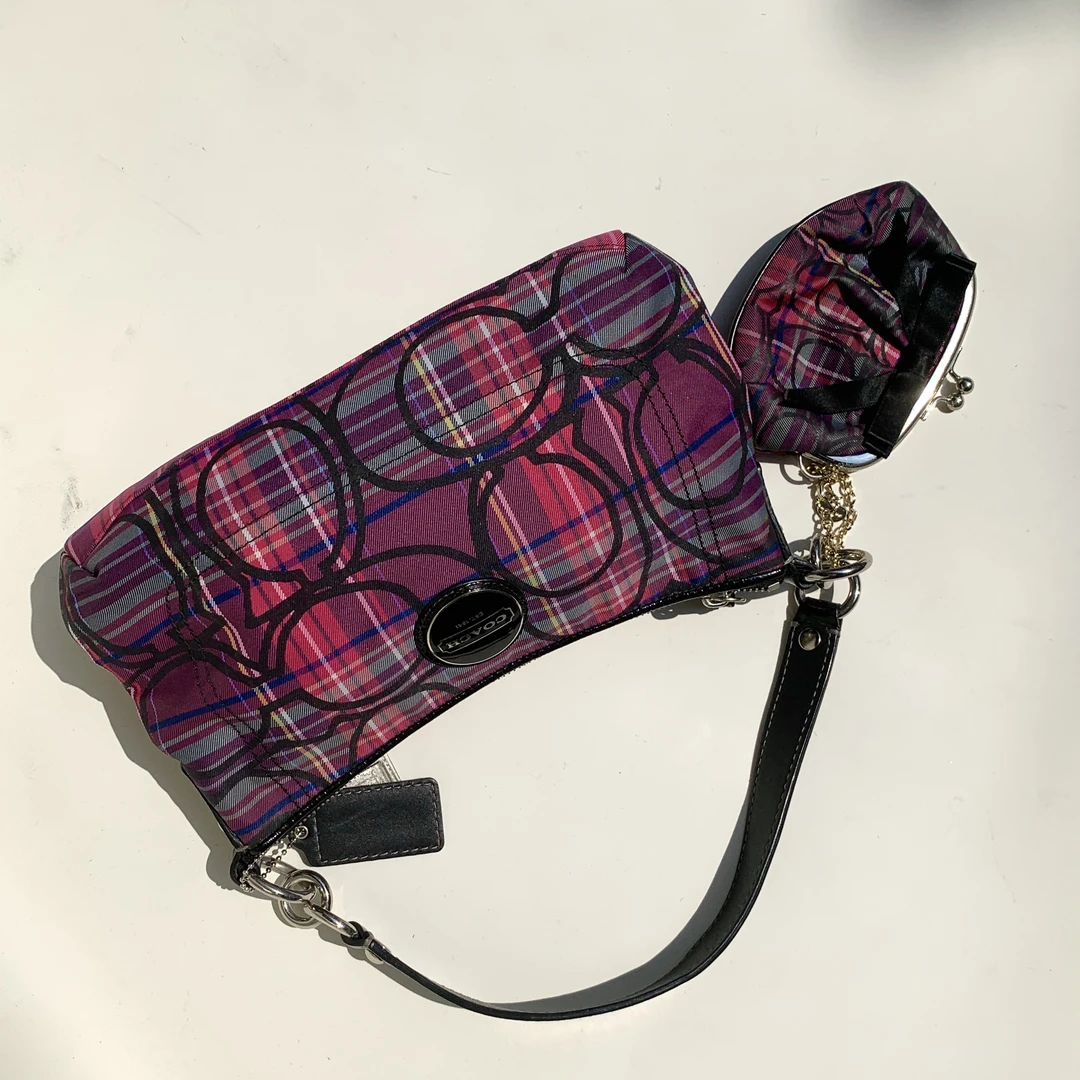 95新 COACH/蔻驰 经典复古时尚y2k千禧辣妹紫色腋下包带子袋