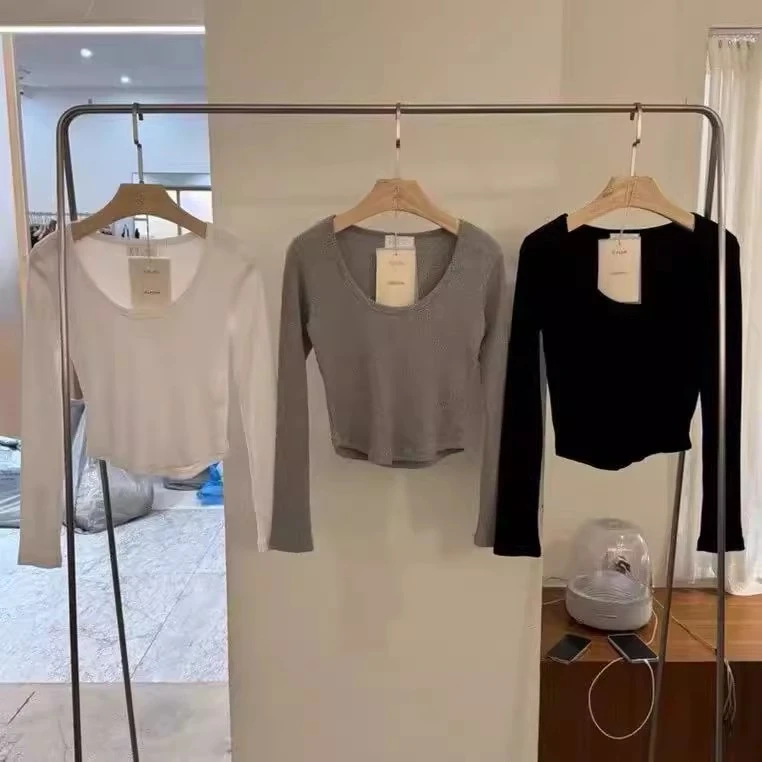 现货bplan 韩国东大门代购 2025春新款 纯色舒适长袖显瘦T恤