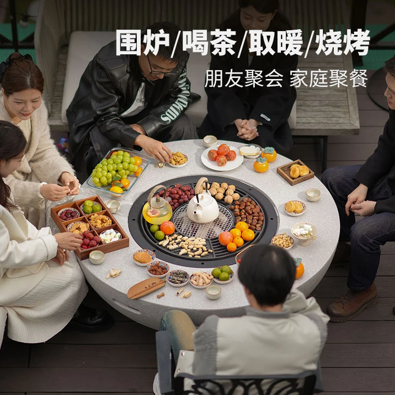 JEEP/吉普户外庭院烧烤桌围炉煮茶取暖多功能碳炉火盆大型烧烤炉