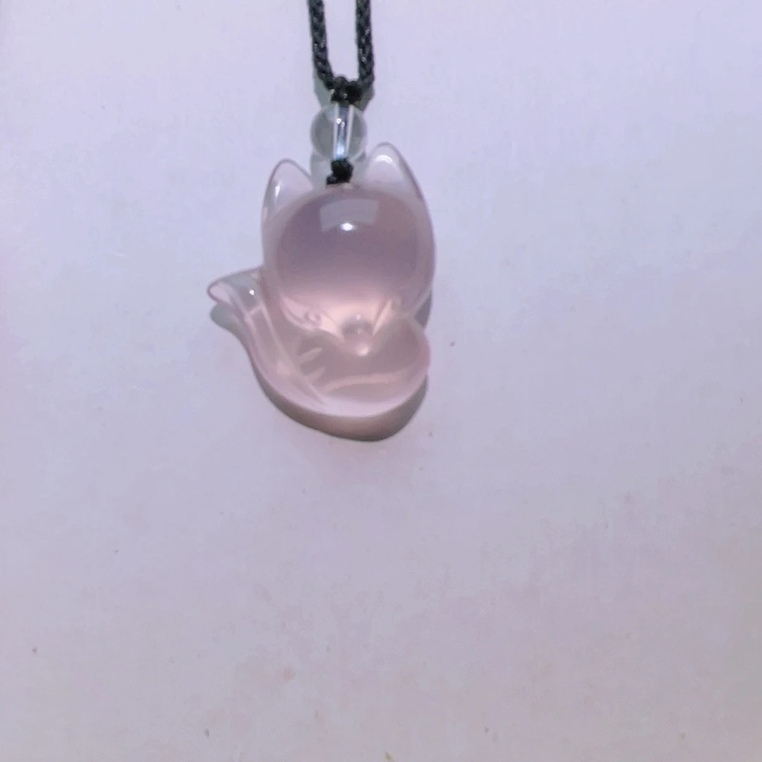 水晶未镶嵌颈饰天然粉水晶狐狸吊坠