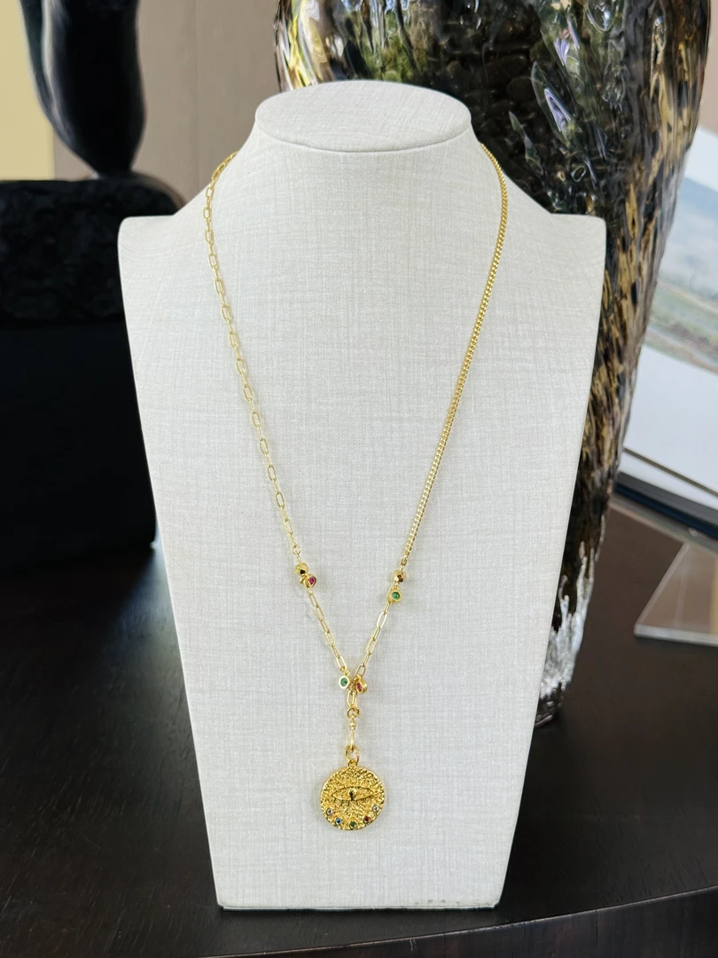 黄铜合成锆石项链 【胡子小妞】 恶魔之眼吊坠AB链 项链  251160