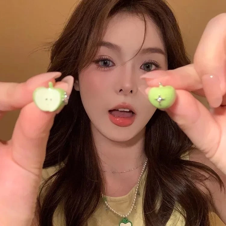 铜合金耳饰 D2084 S925银针夏日苹果小清新独特耳环森系精致耳饰