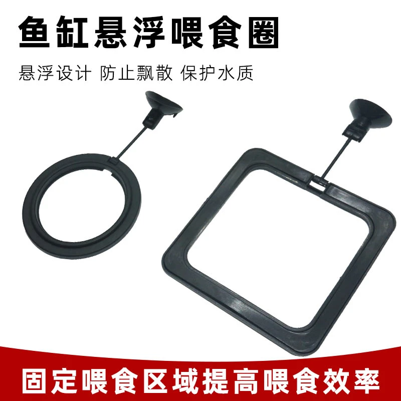 鱼缸喂食圈器金鱼乌龟小加高加厚亚克力盒投食鱼食大号浮力悬漂浮