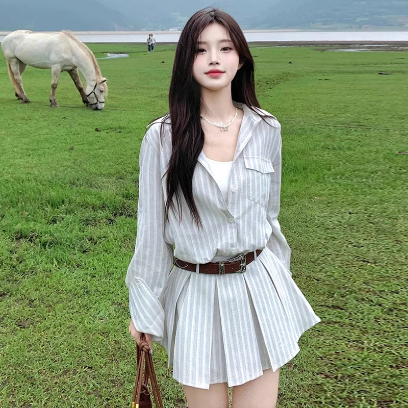 GJ连衣裙春季2025新款法式气质收腰显瘦百褶短裙子D0348