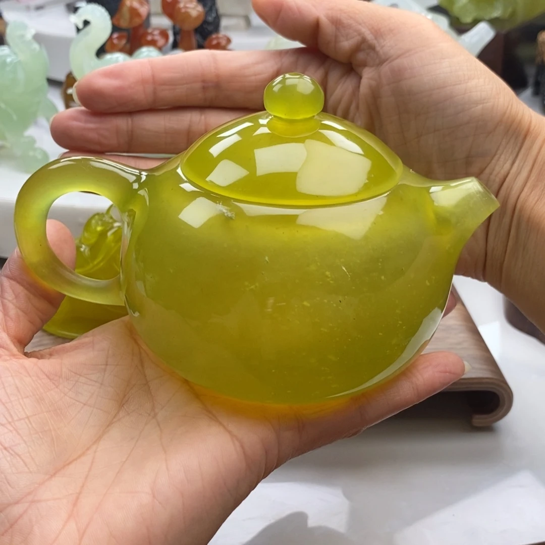 竹***阁岫玉未镶嵌四大名玉茶壶