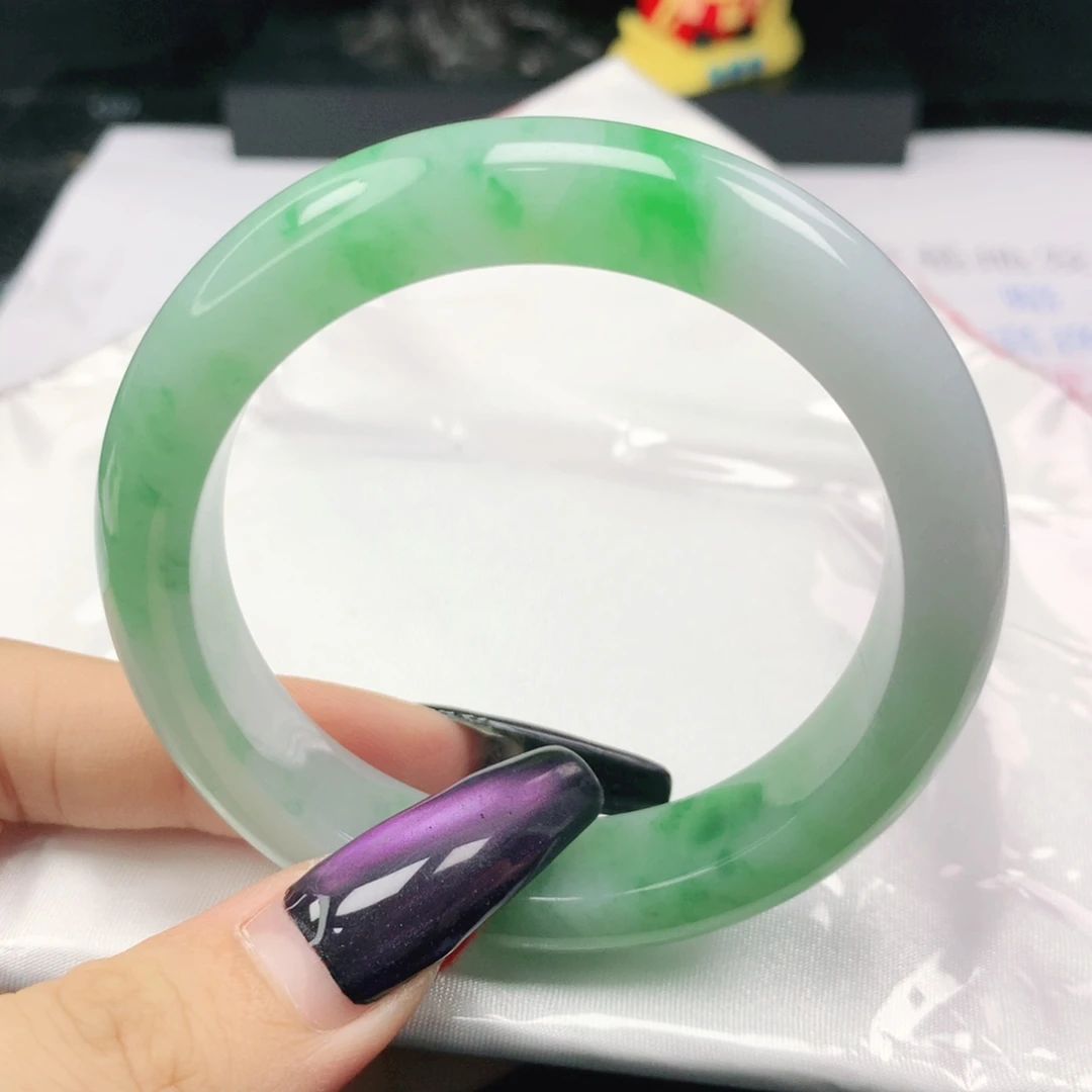 未镶嵌手镯翡翠翡翠54.0飘阳绿正圈