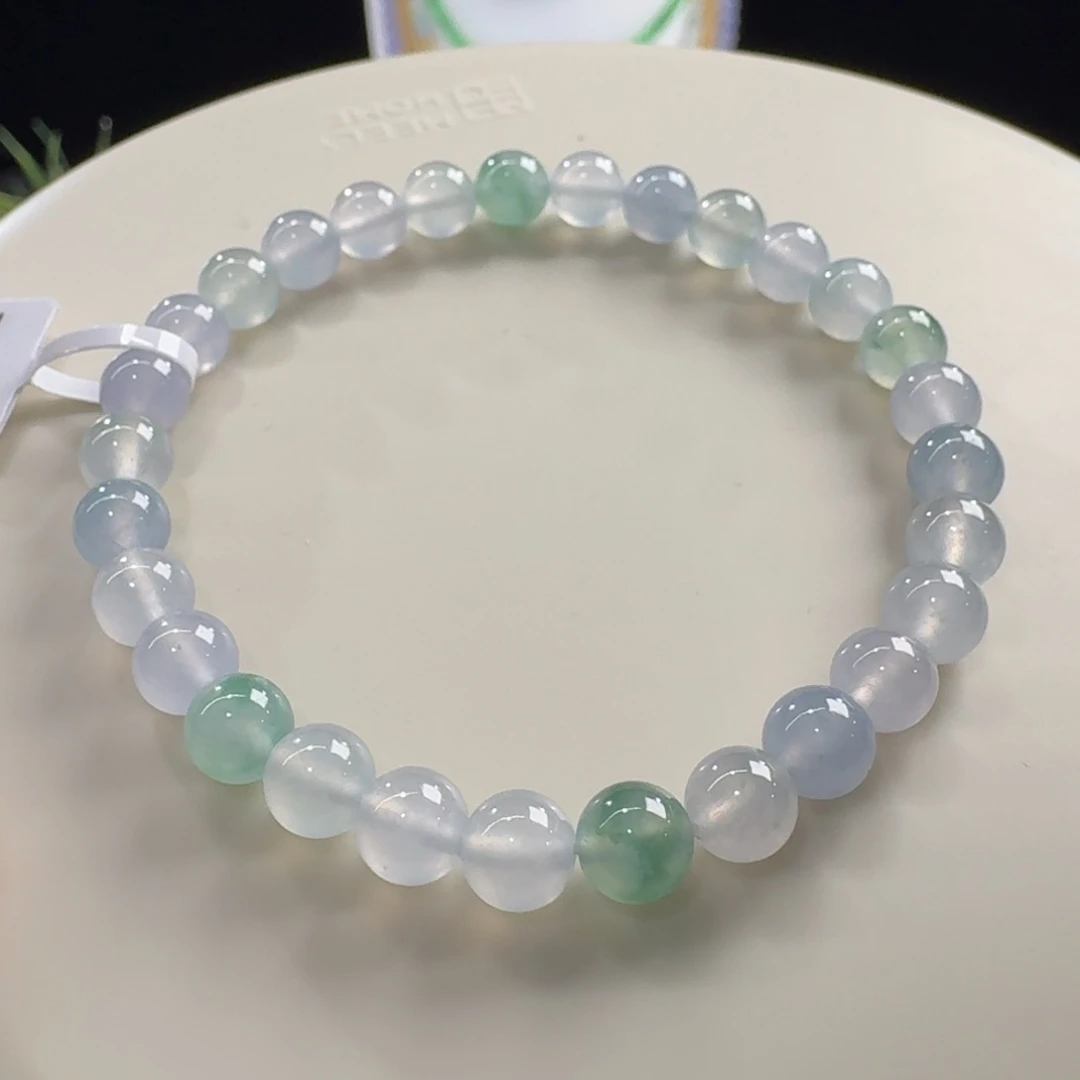 翡翠未镶嵌手链小高冰幻彩单圈卡6mm