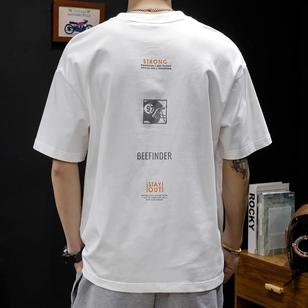 潮龛2025新款短袖t恤男士半袖夏季宽松大码潮牌体恤纯棉加大重磅