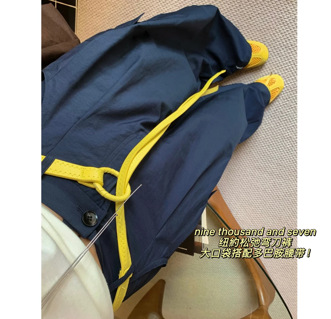 （纽約弯刀裤）2025新款美式松紧高腰显瘦酷飒女工装阔腿弯刀裤C852