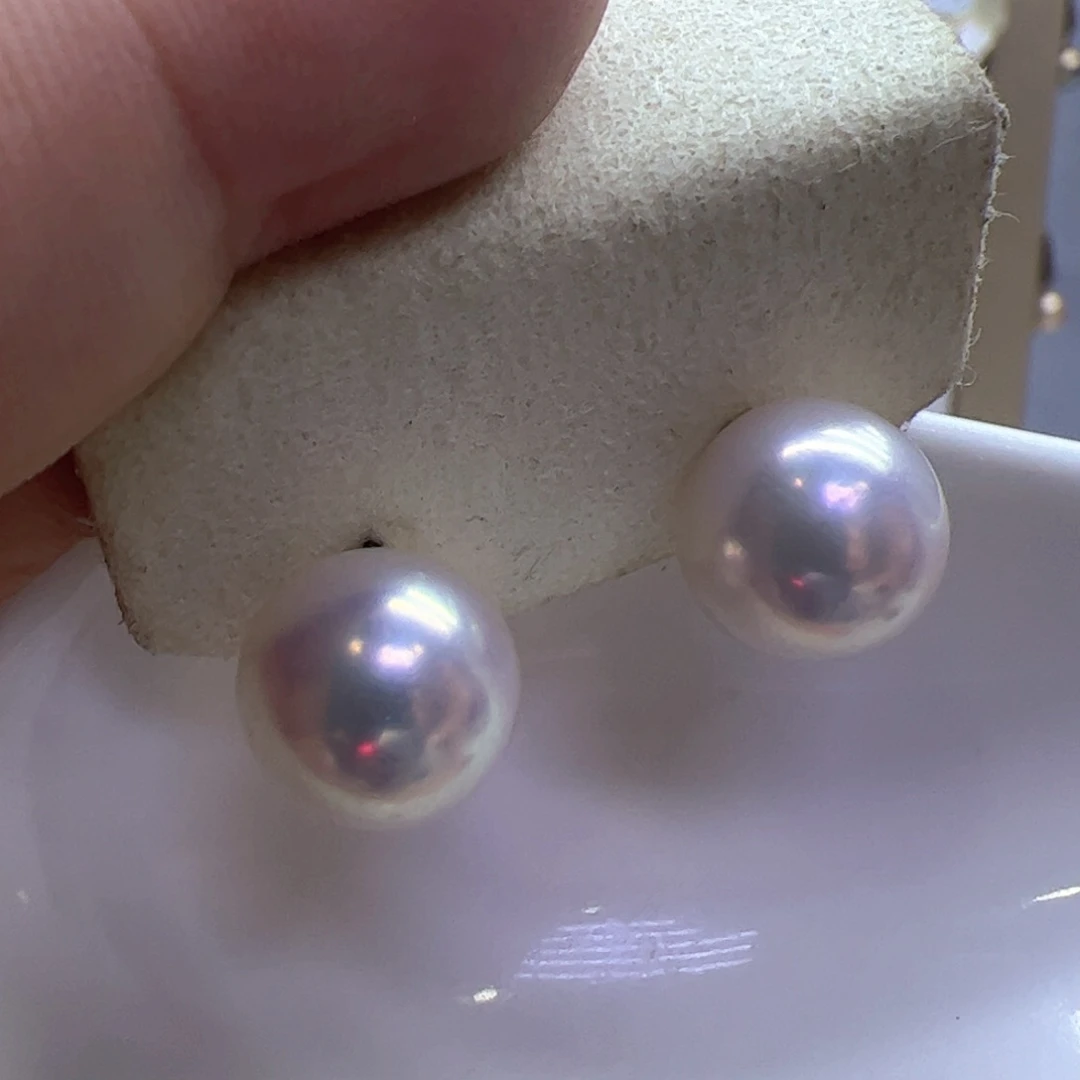 18K金镶嵌淡水珍珠耳饰