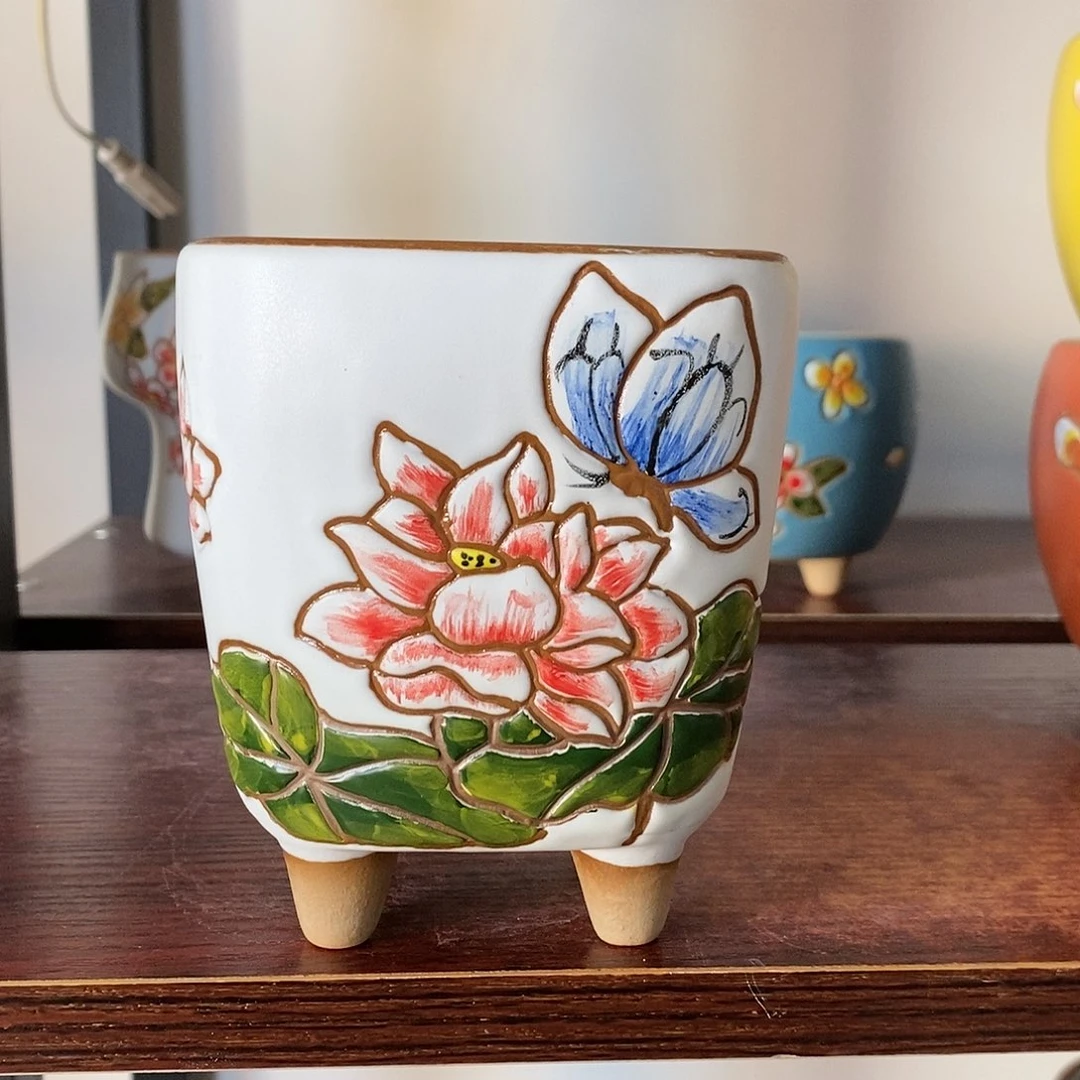 红陶韩式多肉植物花盆