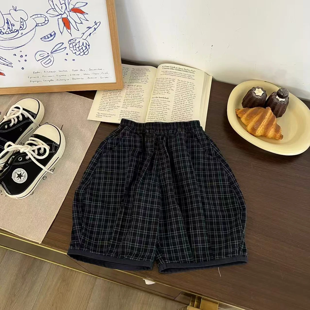 儿童夏季百搭格子七分裤H2211