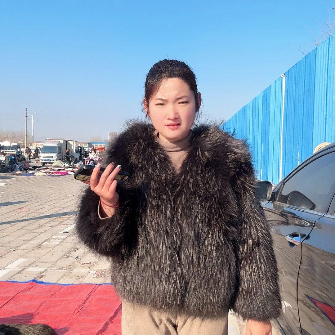 直播间下单貉子毛外套