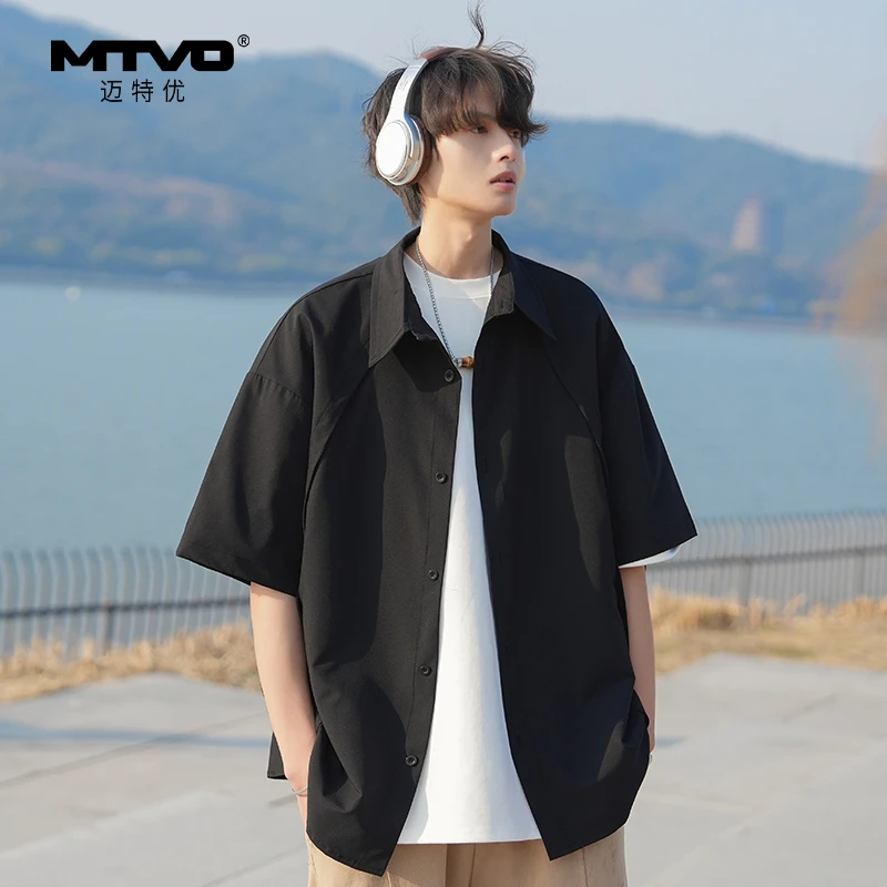 冰丝短袖衬衫男女同款夏季新款男生夏天半袖休闲工装长袖衬衣外套