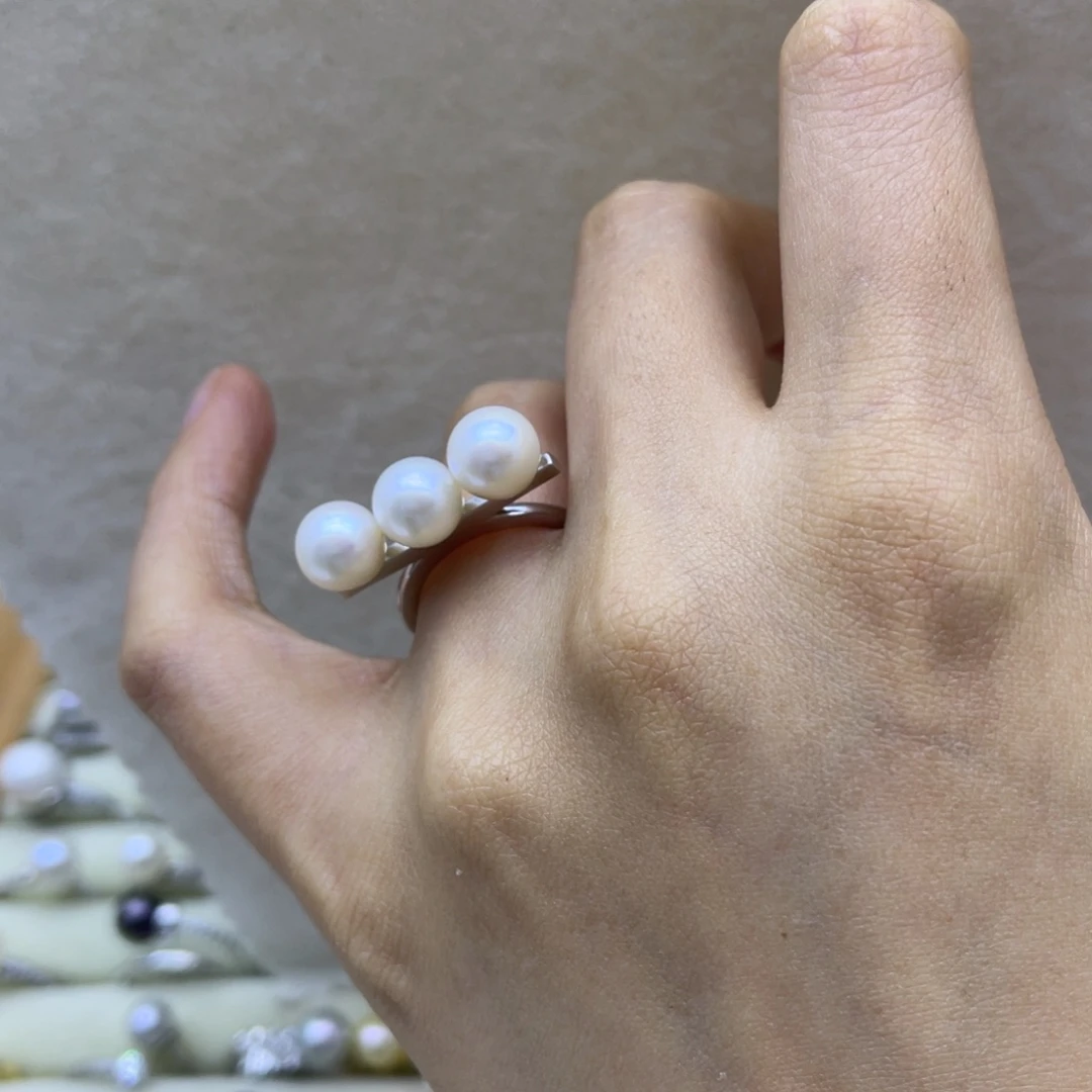 戒指淡水珍珠银S925镶嵌