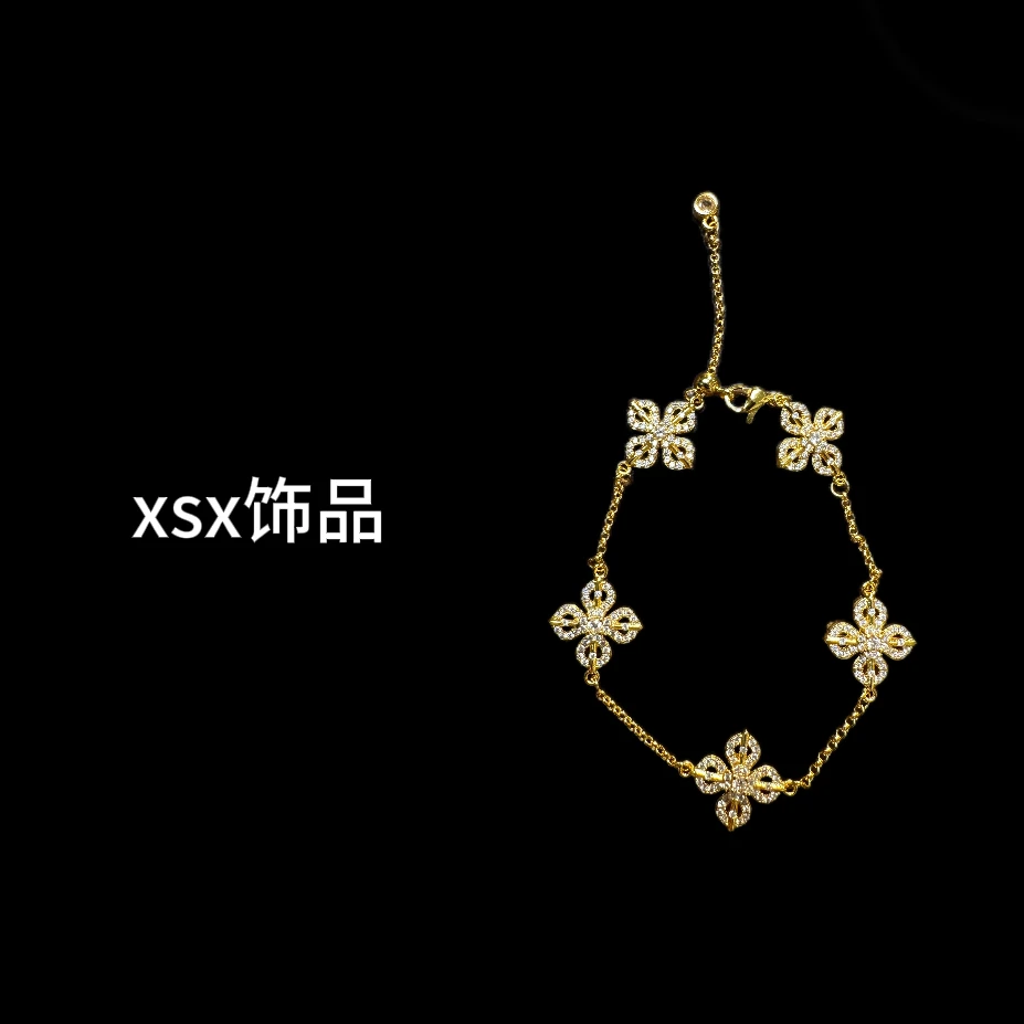 铜合金锆石手链 XSX-铜合金花瓣锆石手链气质轻奢镶嵌精致