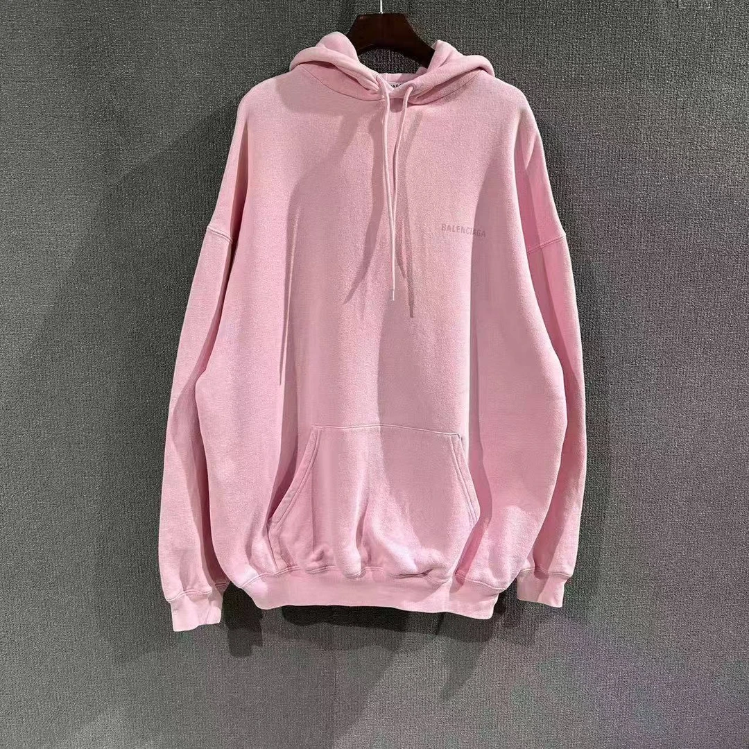 99新 Balenciaga/巴黎世家 (pm)粉色帽衫卫衣 xs码/0186