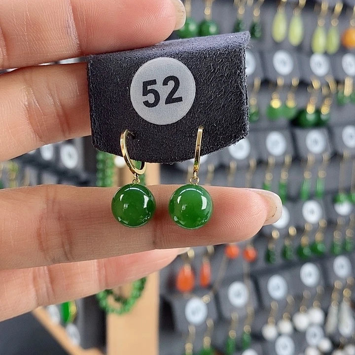 和田玉耳饰18K金镶嵌