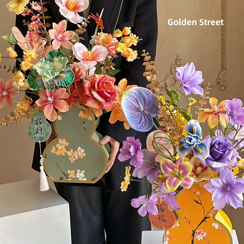 2025新款年宵节福桶福禄桶仿真花插花盒新春抱抱桶手工DIY礼盒