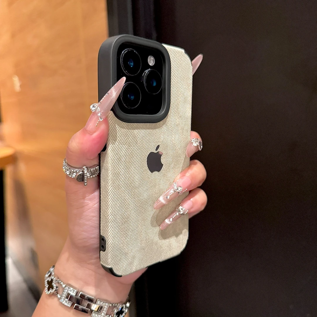 简约牛仔布适用苹果15promax手机壳iPhone16pro新款14男13女12/11