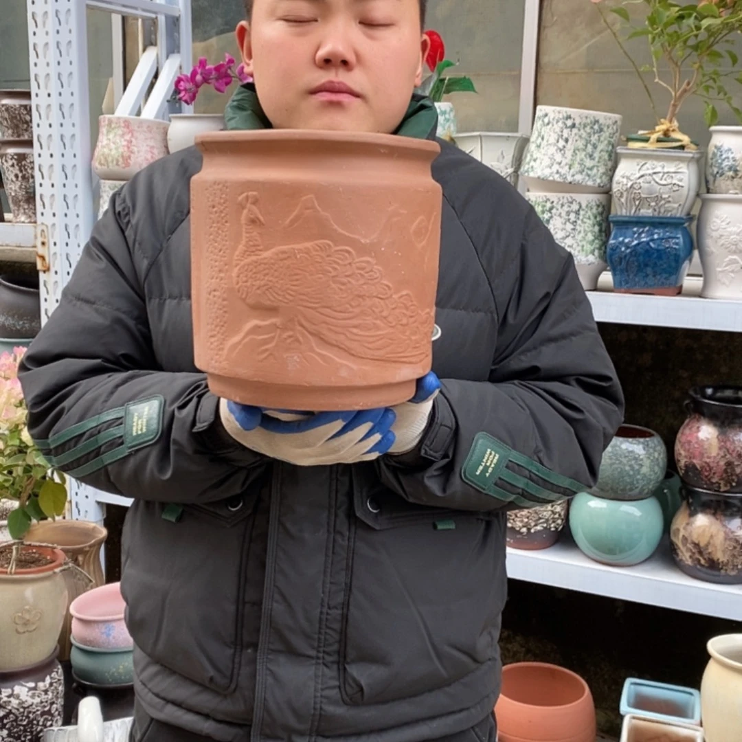 紫砂花盆口20高20