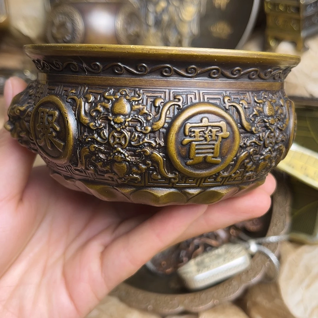 原矿风磨铜精美聚宝盆