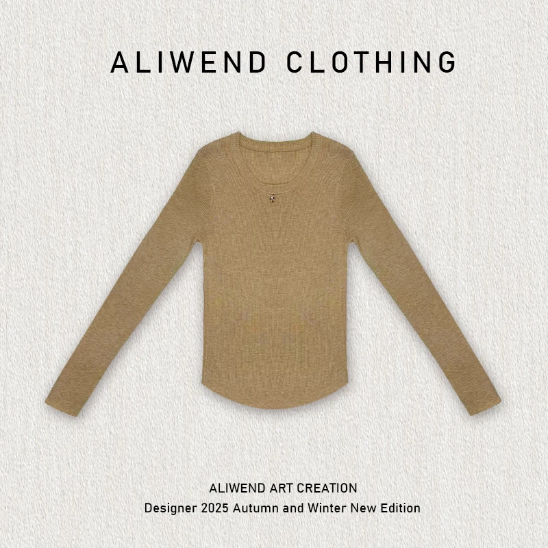 2025新款潮牌女装法式圆领修身高级感内搭针织衫上衣-251059