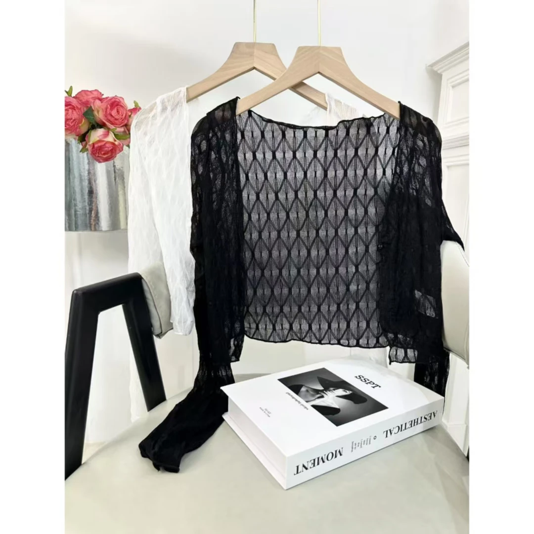 【推荐搭配】KS012夏季百搭遮肉蕾丝薄款长袖开衫小披肩空调衫外套