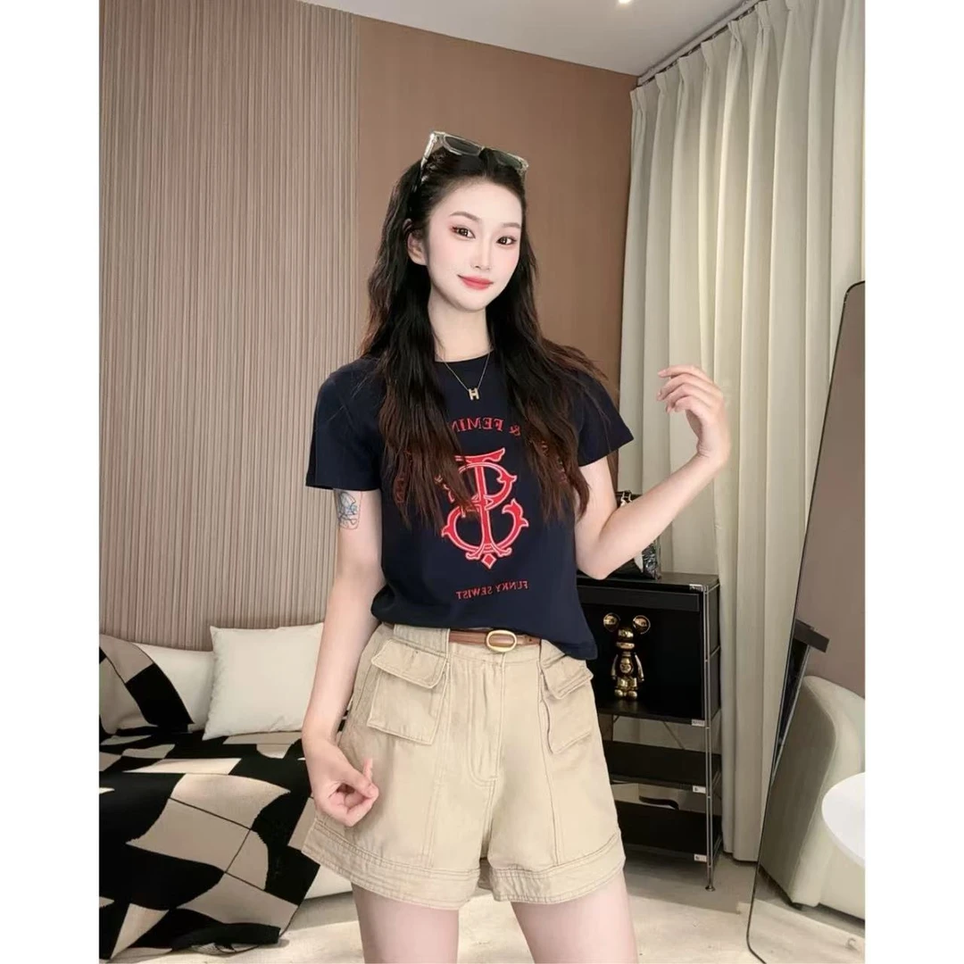 【小米】-‘’简约美学‘’休闲小众减龄百搭显瘦软糯短袖T恤400