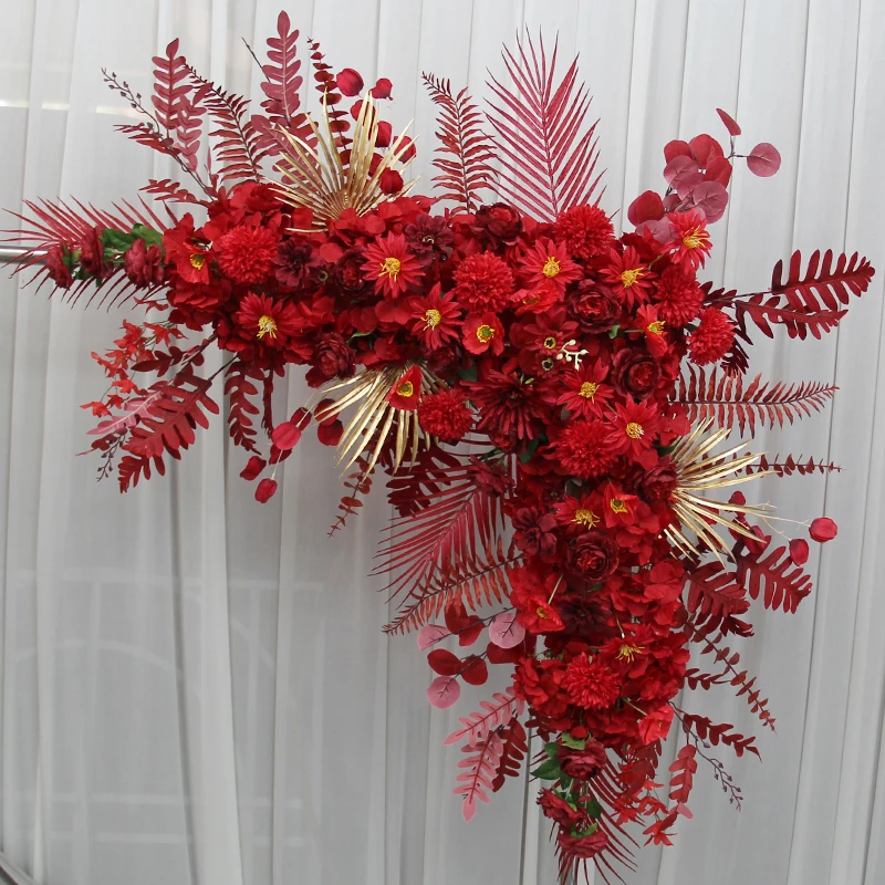 婚庆三角花排花森系婚礼装饰路引花挂花拱门花艺角花舞台背景挂花