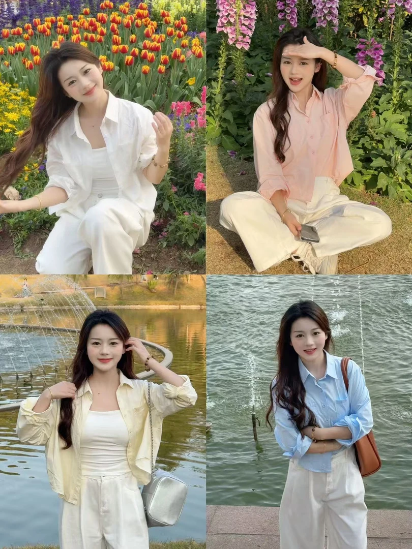 小个子衬衫双口袋设计感韩版显瘦气质女款简约长袖衬衣外套