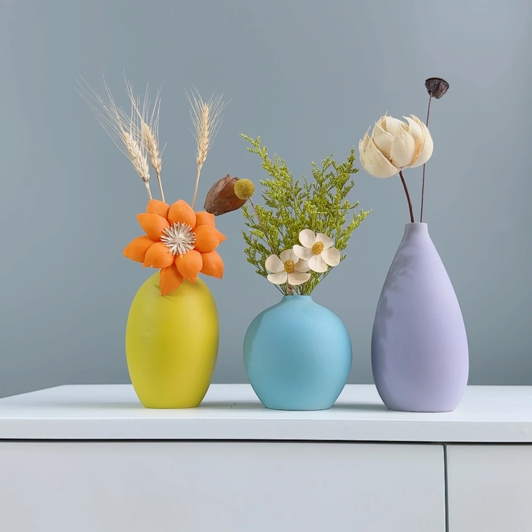 摆件陶瓷花瓶摆件含花总高约20-30cm