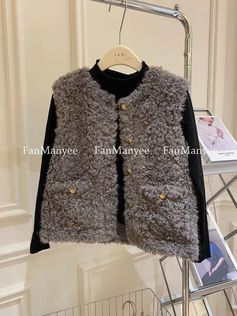 【椰子糖】冬季小香风软糯洋气毛毛显瘦马夹