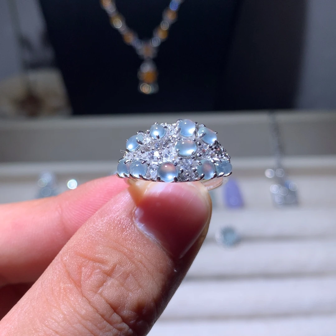 翡翠银S925镶嵌耳饰20