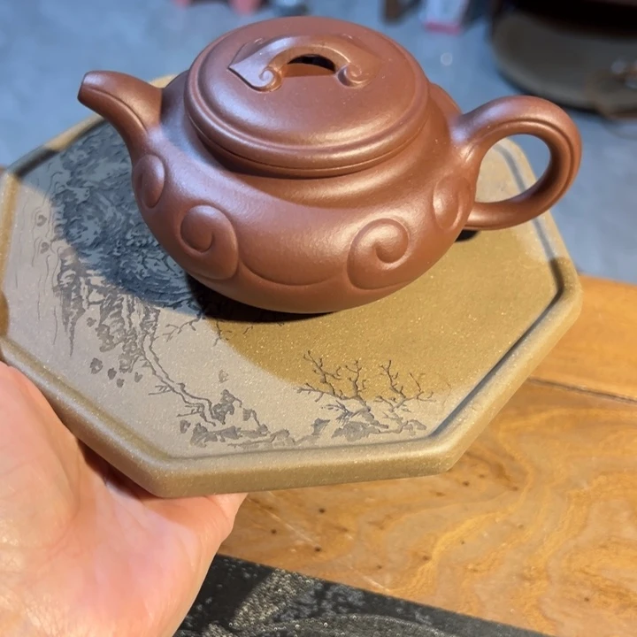 茶壶紫砂壶承如意仿古紫泥底槽清240c c