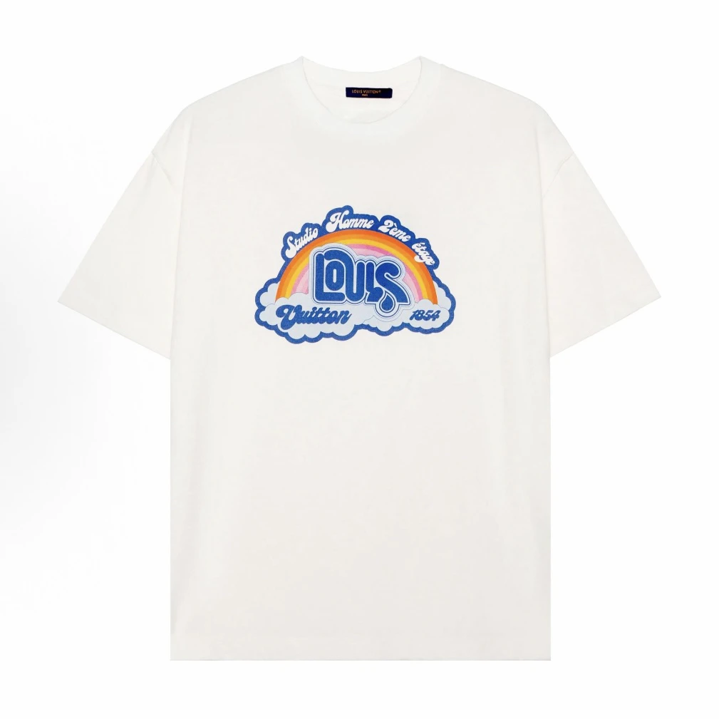 未使用 LouisVuitton/路易威登 彩虹logo短袖 M/L/XXL码 md1379