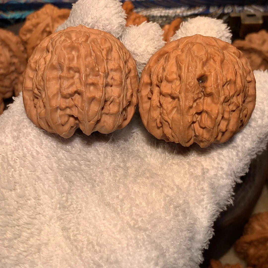 文玩核桃把件40 三角白（尖微修）