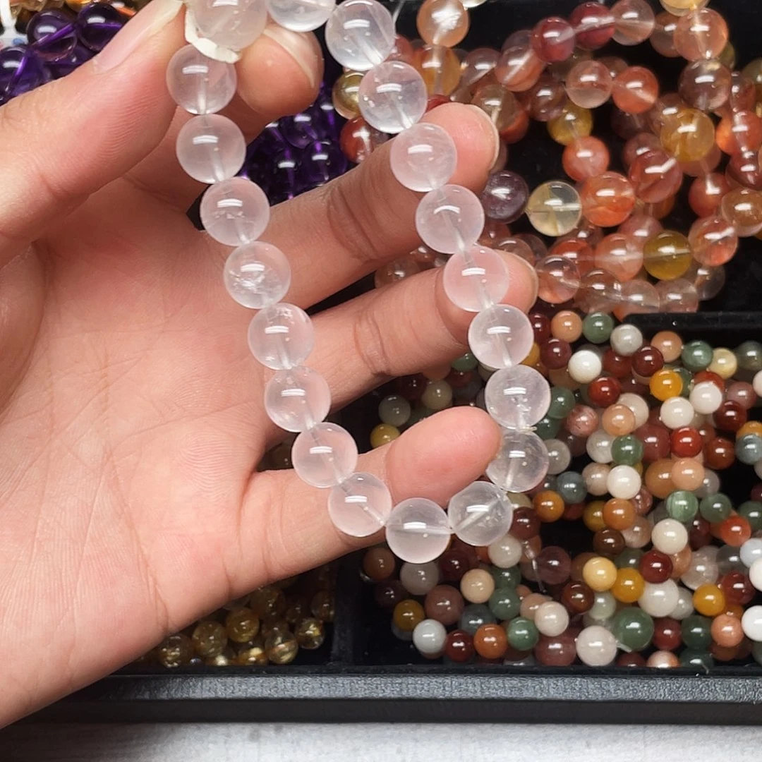 未镶嵌手链水晶粉晶10+