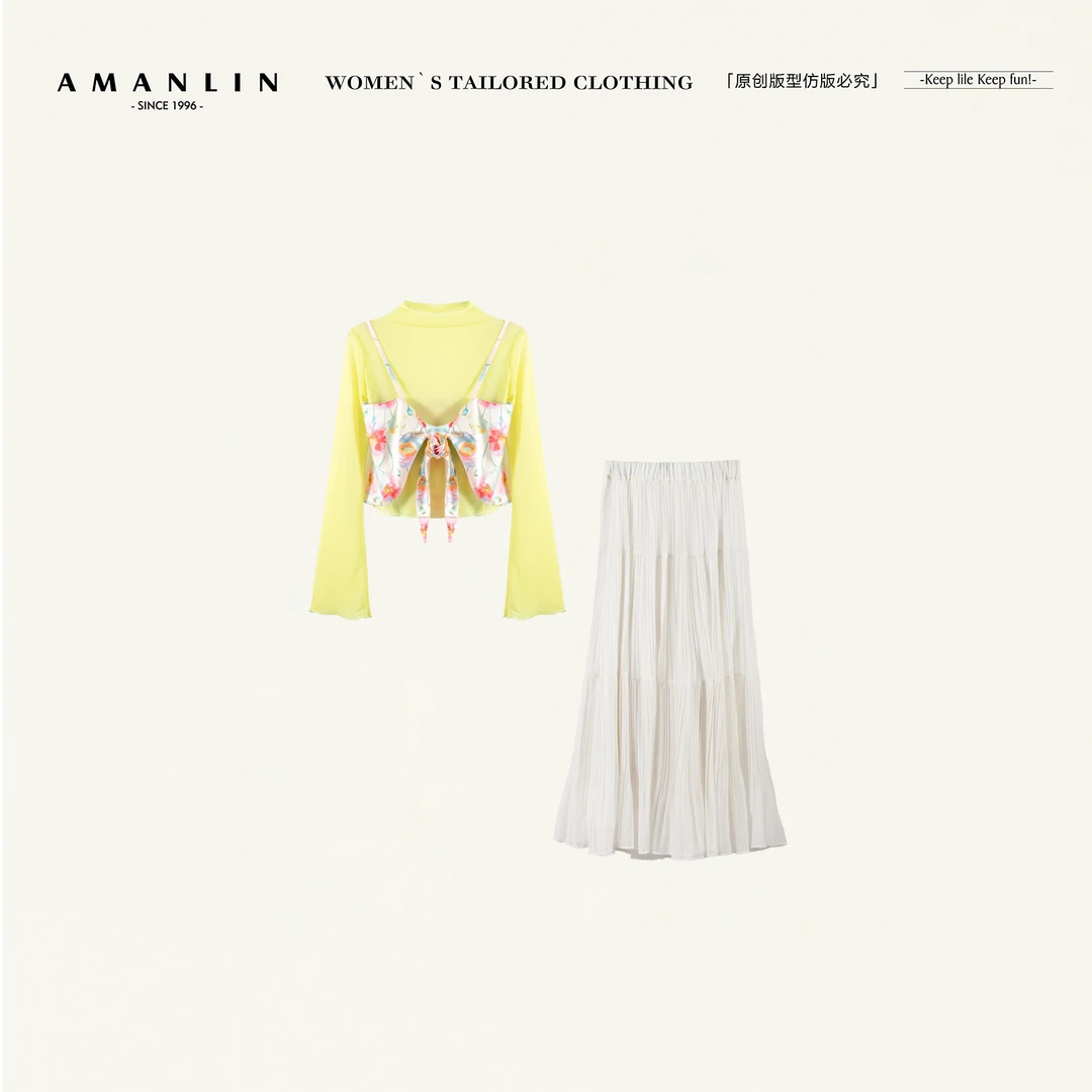 AMANLIN/阿谩琳春夏出游欧若风穿搭洋气百搭三件套套装女D596873