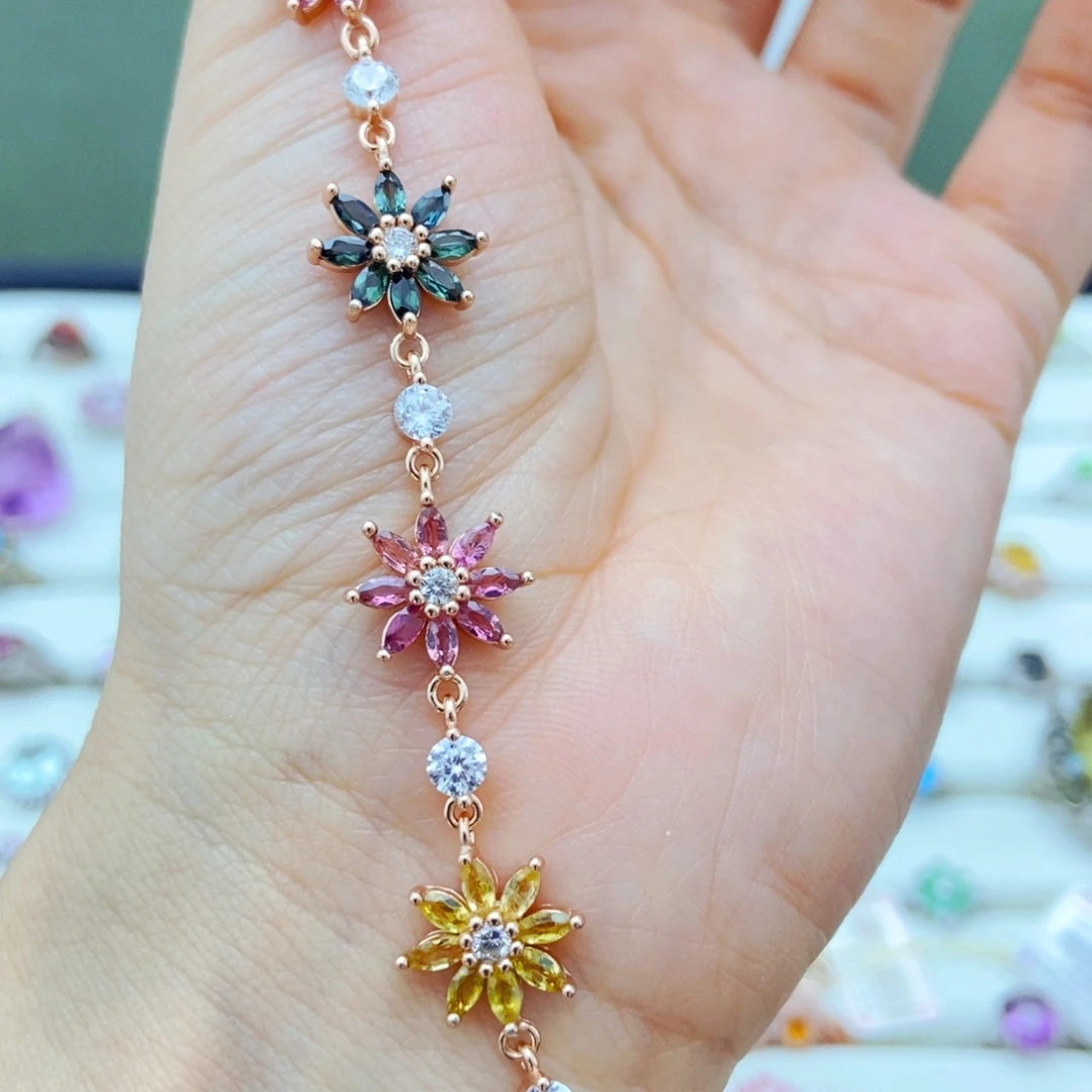 银S925镶嵌手链碧玺