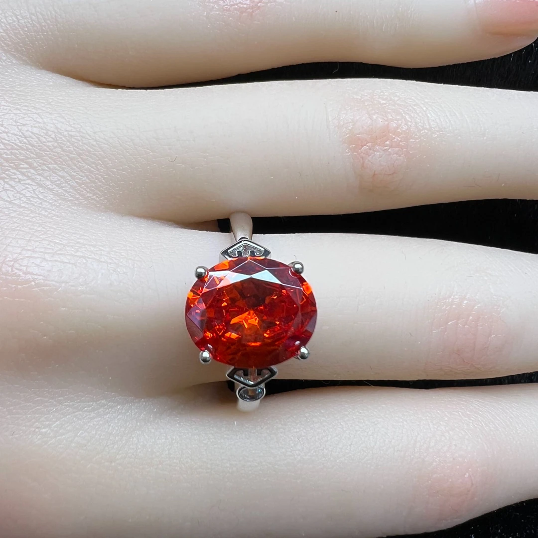 【芬达石】S925银天然芬达石榴石戒指A0007（赠国检证书）