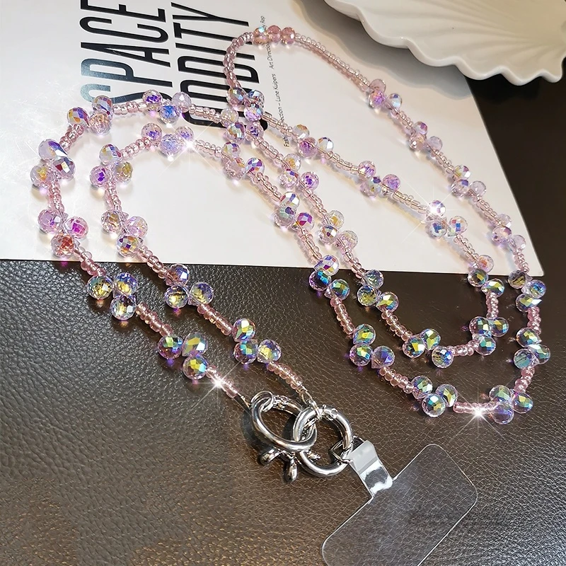 奢华高级感水滴水晶手机挂绳长款斜挎挂链女款挂脖防丢挂饰手机链