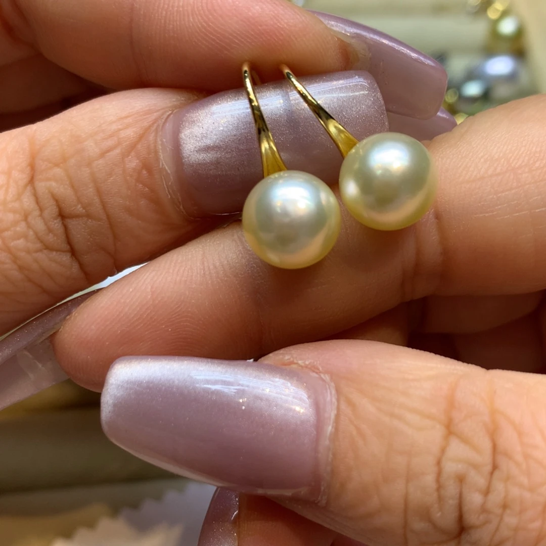 银S925镶嵌耳饰海水珍珠