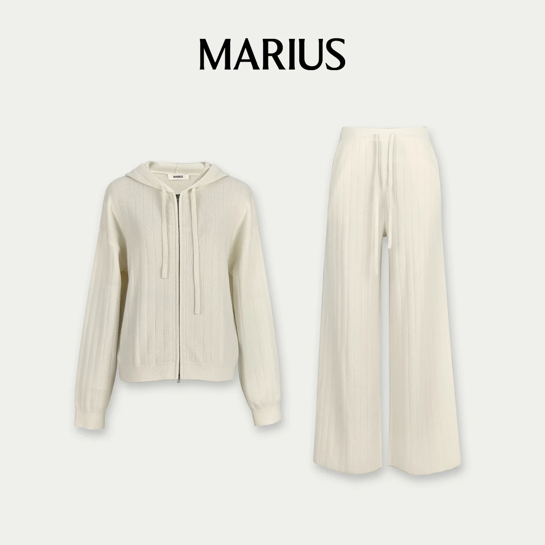 MARIUS‘奶糖套’拉链针织连帽衫套装