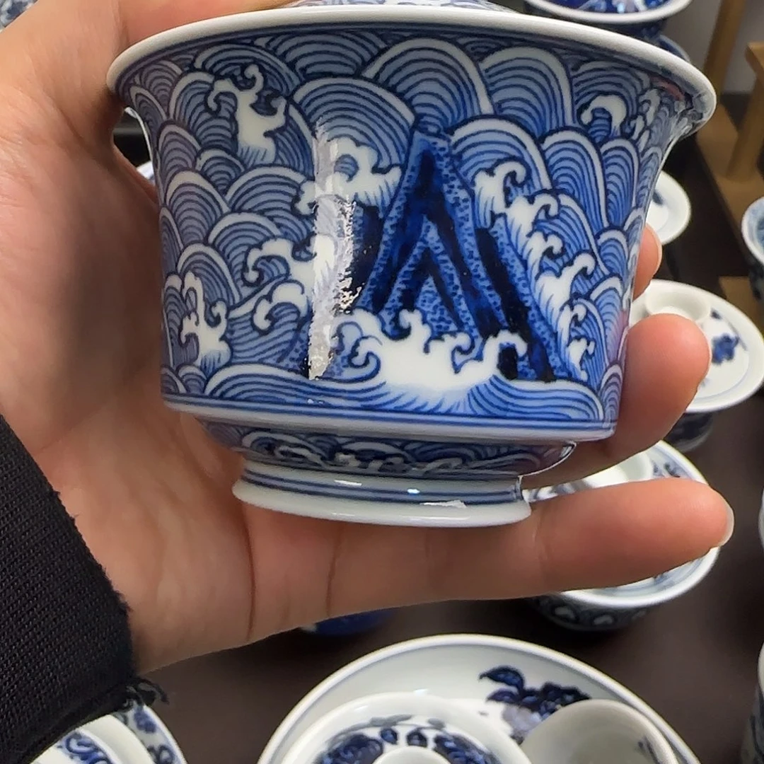 尘***心微瑕全手绘景德镇陶瓷茶具