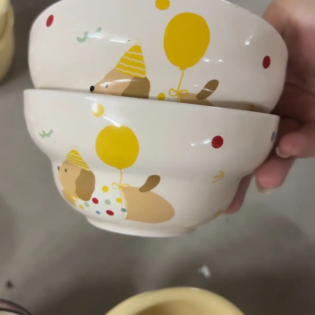 搪瓷微瑕气球小狗碗两个
