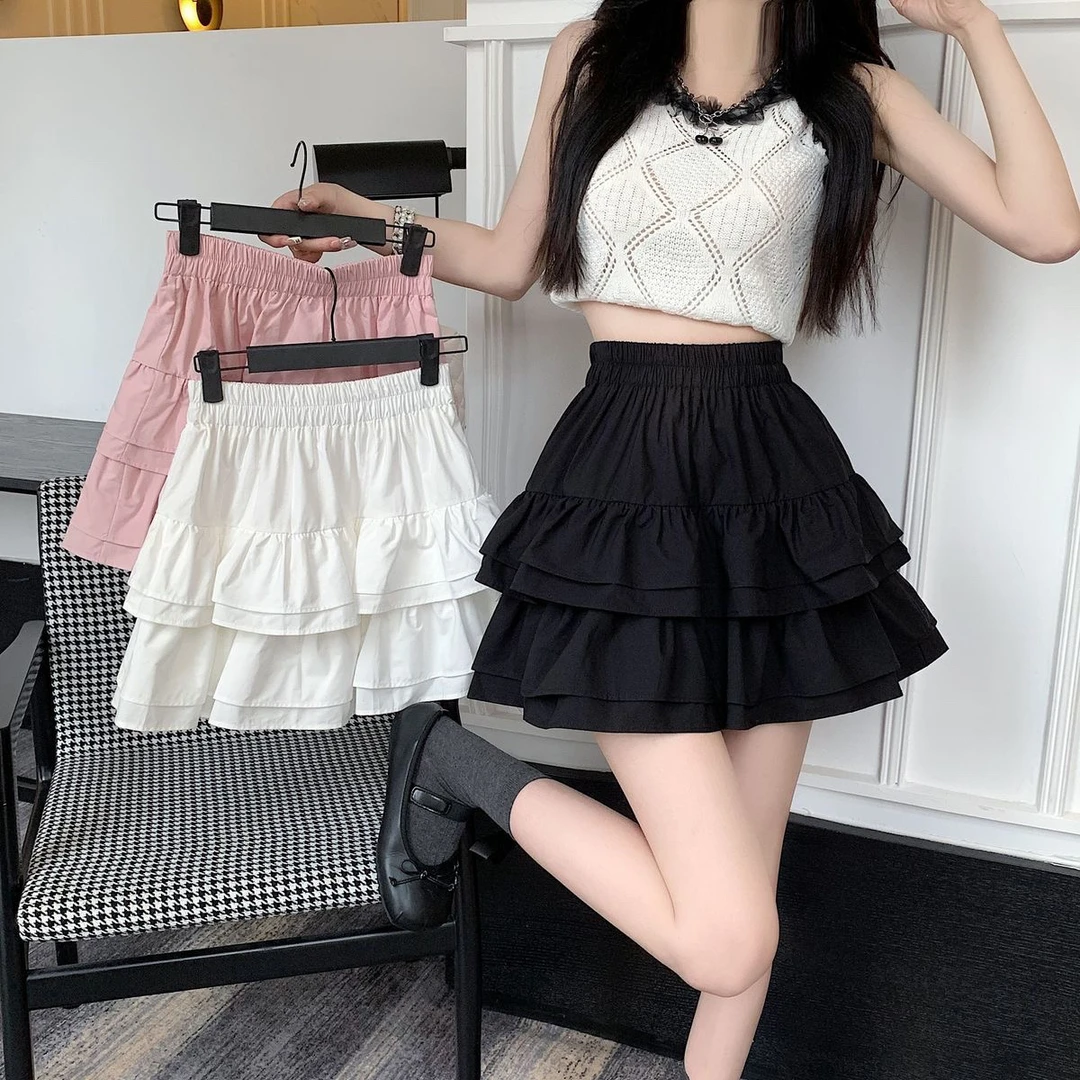 短裙高腰蛋糕裙半身裙女夏2025新款春季A字裙蓬蓬裙裙子半裙伞裙